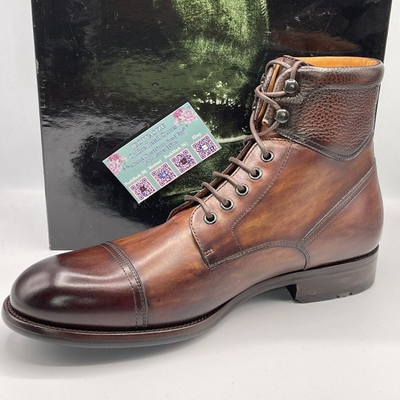 MAGNANNI PEYTON II 'MADE IN SPAIN' CALFSKIN LEATHER CAP TOE BOOT (SIZE 10.5) - Picture 4 of 11